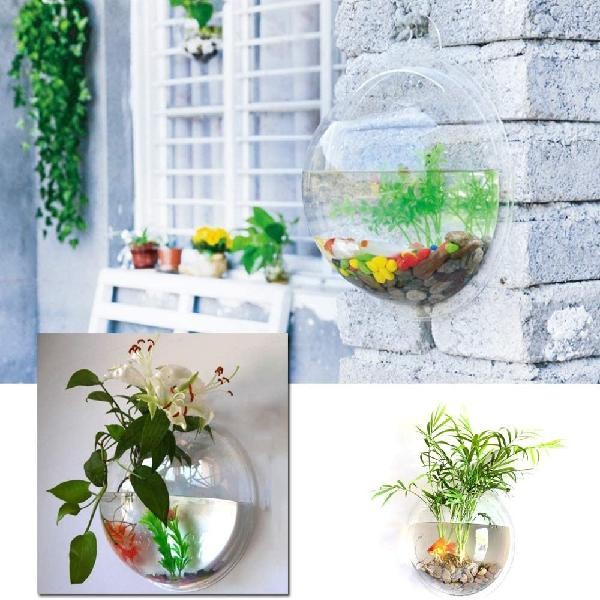 B&K Acrylic Fish Bowl Wall Hanging Aquarium Tank Aquatic Pet Wall Mount