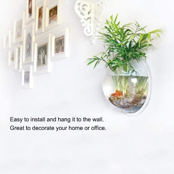 B&K Acrylic Fish Bowl Wall Hanging Aquarium Tank Aquatic Pet Wall Mount