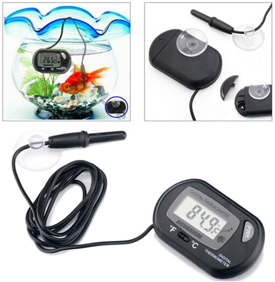 Digital Aquarium Thermometer, Easy to Install Small Size Aquarium Thermometer, LCD for Aquarium